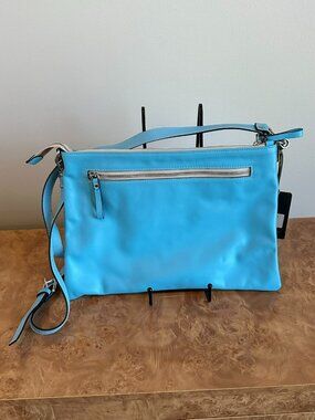 NWT IO Pelle Antonio Christiano Blue Leather Crossbody Bag Italian Minimalist